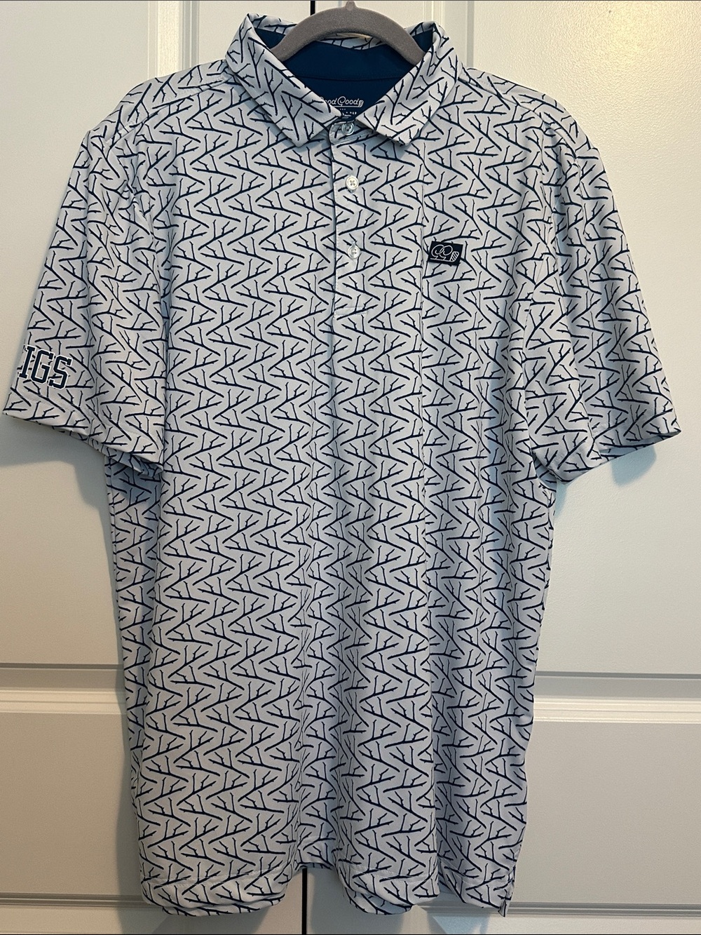 Good‎ Good Golf "Twigs” Performance Golf Polo Shirt -Men Large - Blue White
